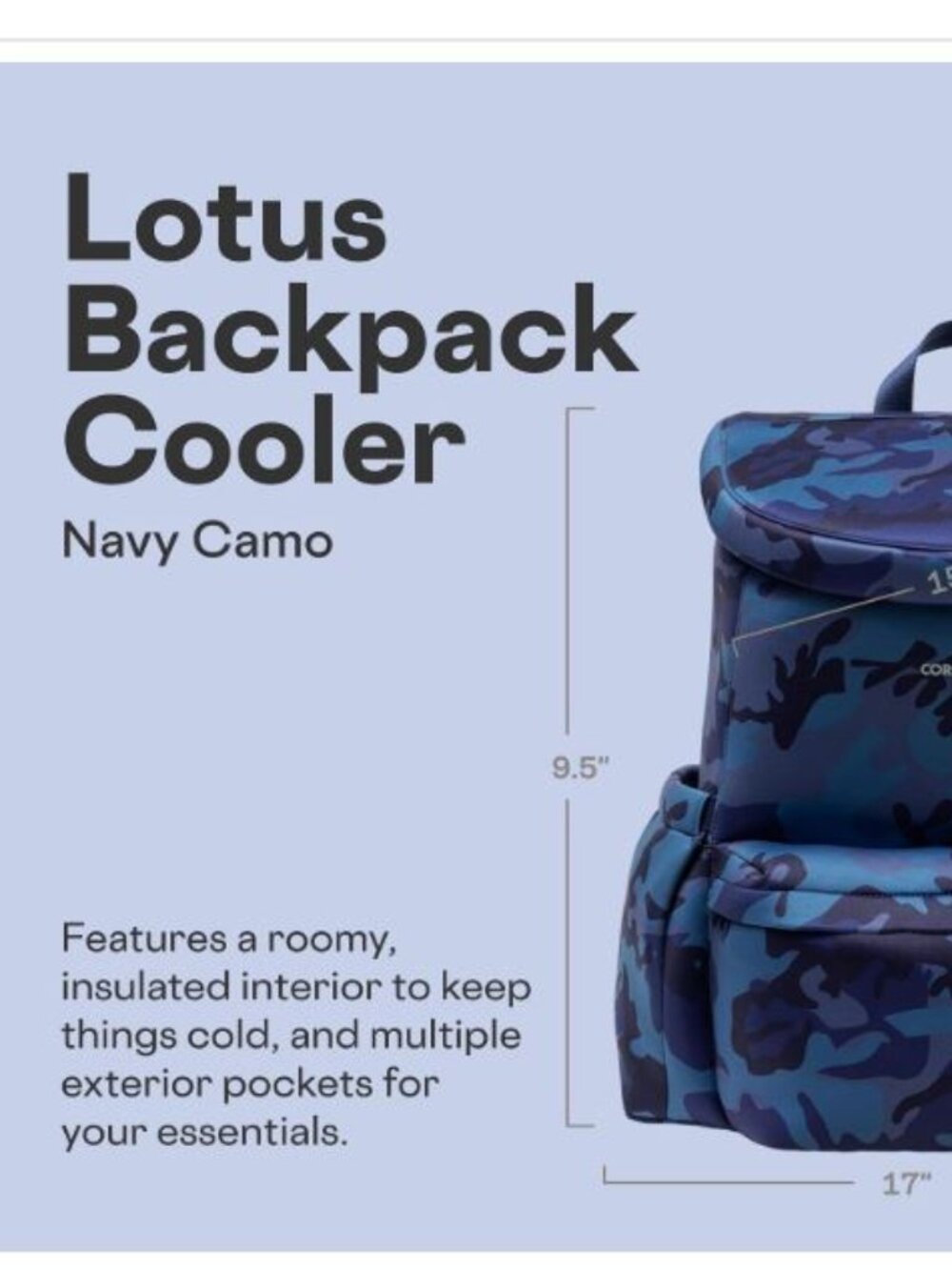 Corkcicle Lotus Backpack Cooler NWT + Free Gift - Picture 6 of 15